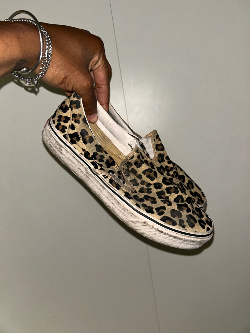 Leopard Print Slip-On Women’s Sneakers - Tan/Black